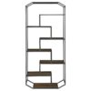 6 SHELF BOOKCASE RUSTIC BROWN AND DARK GRAY - Image 2