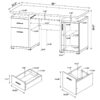 YVETTE L-SHAPED OFFICE DESK WEATHERED GRAY - Image 9
